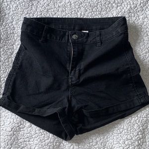 H&M black denim shorts